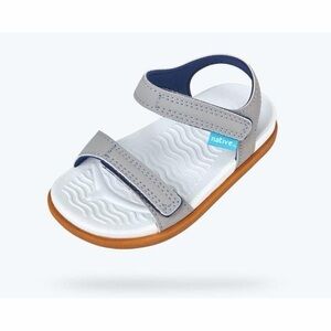 Native Kids Grey and White Adjustable Velcro Sandals